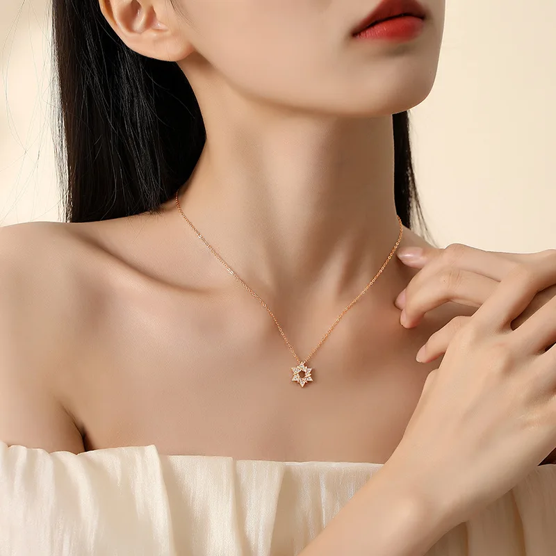 Collar con Colgante de Cruz de Moissanita Estrella de David, Cadena de Cuerda Trenzada de Plata S925, Ajustable, Estilo Moderno, Joyería Exquisita