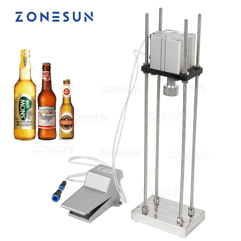 

ZONESUN Pneumatic Beer Capping Machine Semi-automatic Cap Sealing Machine Manual Bottle Capper Commercial Bar Brewery