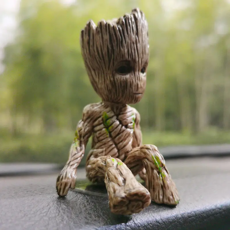 Mainan Dekorasi Mini Groot Guardians of The Galaxy Tree Man Hreos 6Cm figur aksi duduk Groot hadiah mainan Model anak-anak