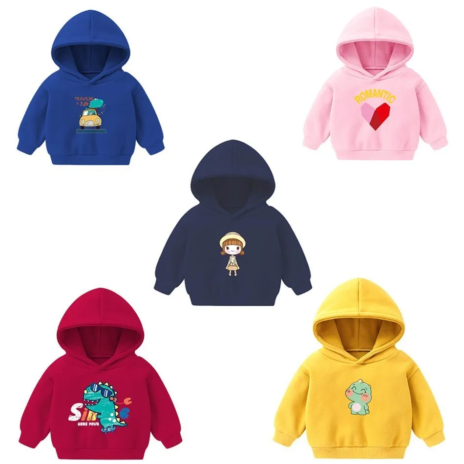 Baby Hoodie Children\'s Cute Cartoon Long-sleeved Plus Velvet Jacket Kids Winter Sweater Baby Girl  Boy Sweatshirt 12M-6T Kids