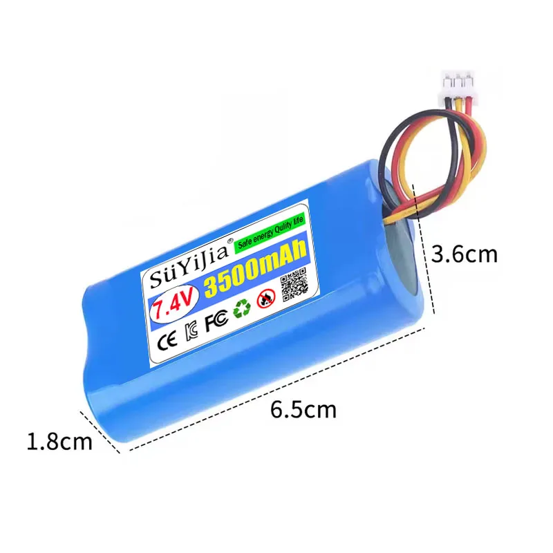 2S1P 18650 Rechargeable Lithium Battery 7.4V 3500mAh Battery for Megaphone Speaker Power Bank Small Player RC Toys Parts+3P Plug
