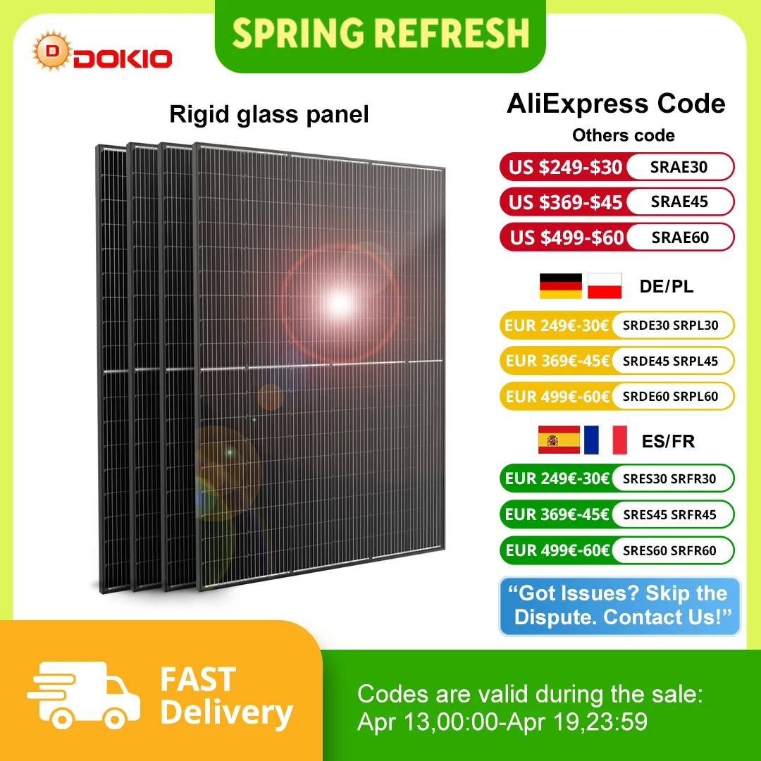 Panneaux solaires DOKIO pour balcon, système photovoltaïque 1640W, installation facile (onduleur non inclus)