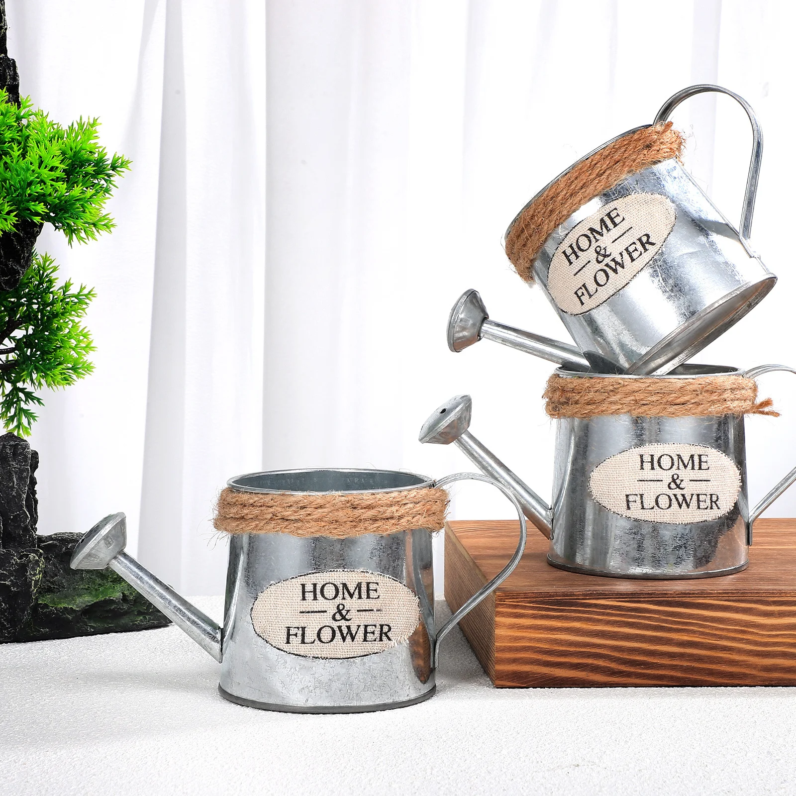 

3pcs Iron Planting Flowerpot Metal Vase For Flowers Rustic Vintage Watering Can Decoration Dried Flower Arrangement Container