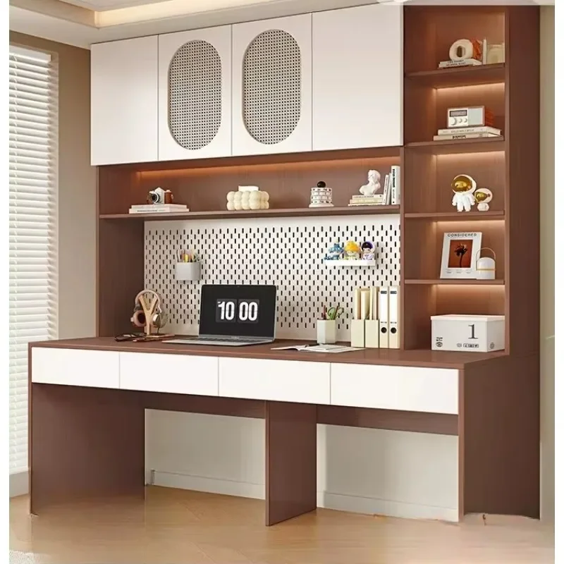 Desk Cabinet Integrated Against The Wall Household Bedroom Hole Board Rattan DeskX15