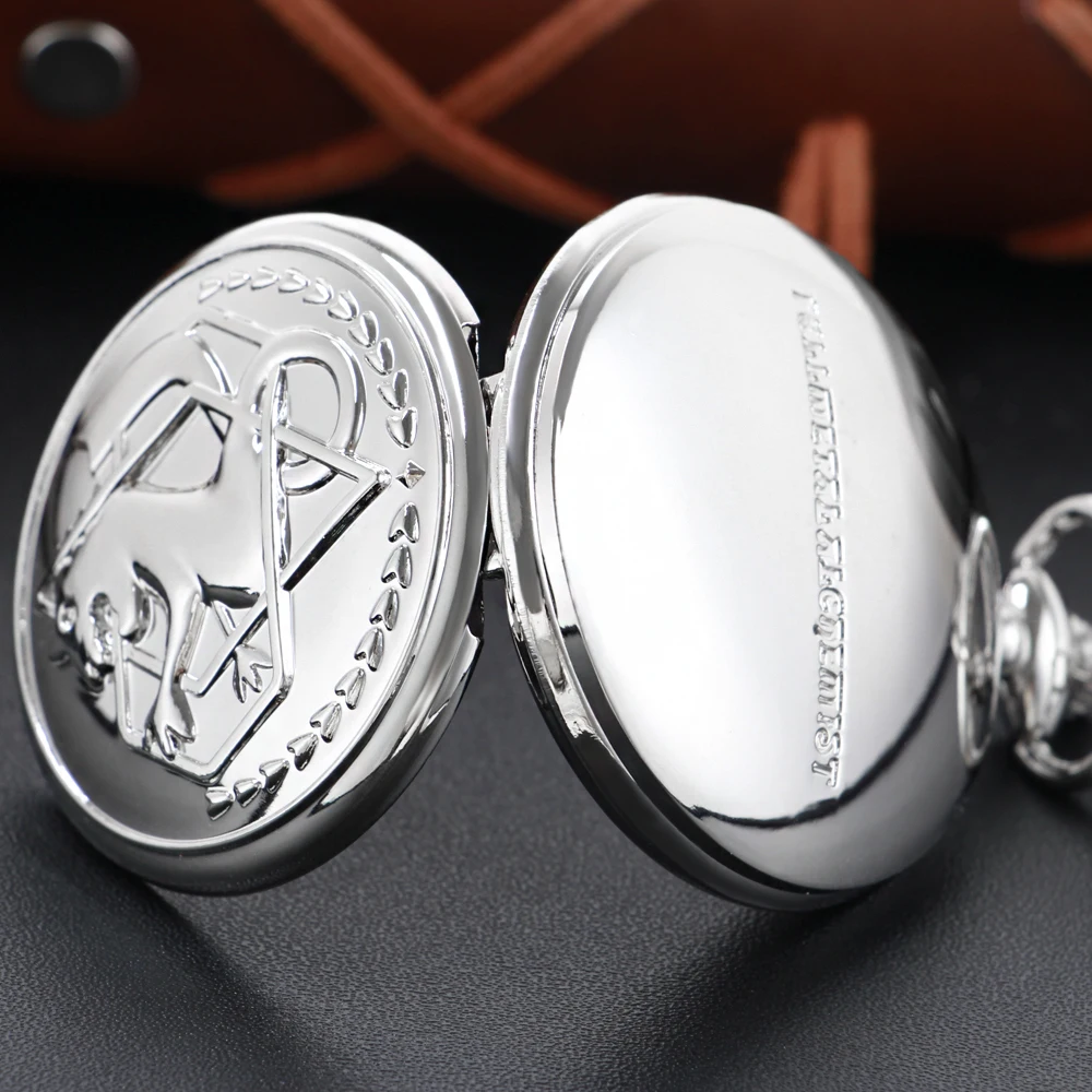 Smooth Silver Alchemy Theme Quartz Pocket Watch with Chain Men and Women Retro Charm Steampunk Pendant Necklace Clock Cf1217