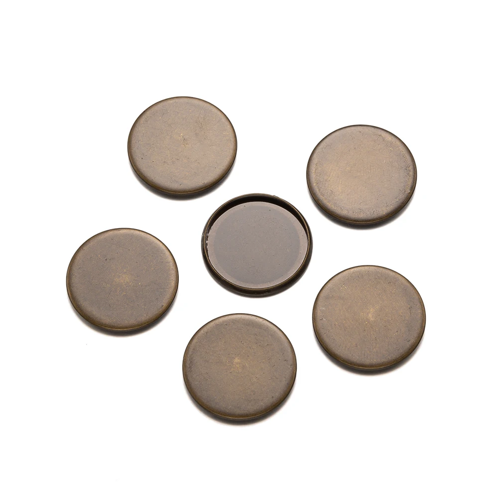 20 stücke runde Cabochon Basis antike Bronze leere Tablett Lünette Einstellungen für DIY Schmuck herstellung liefert Zubehör Materialien Handwerk – Detail 6