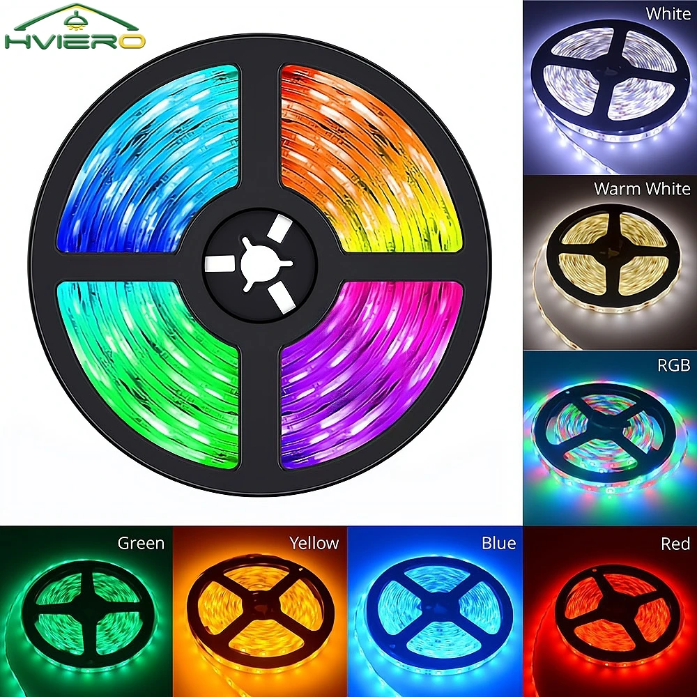 5M LED Strip Light Non Waterproof DC12V White Warm Blue Red Green Ribbon Tape Brighter 2835 Home Decorative Christmas Atmosphere