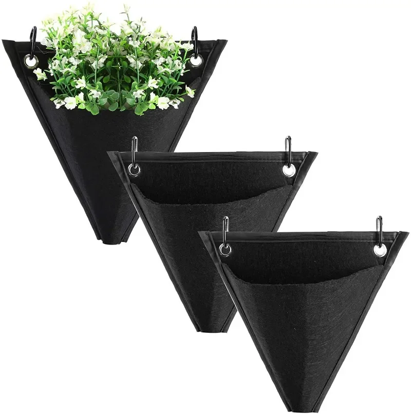 

5PCS Hanging Strawberry Planting Bag With Hooks Garden Flower Pot Grow Bag Flower Vegetable Planter Indoor Outdoor Decor