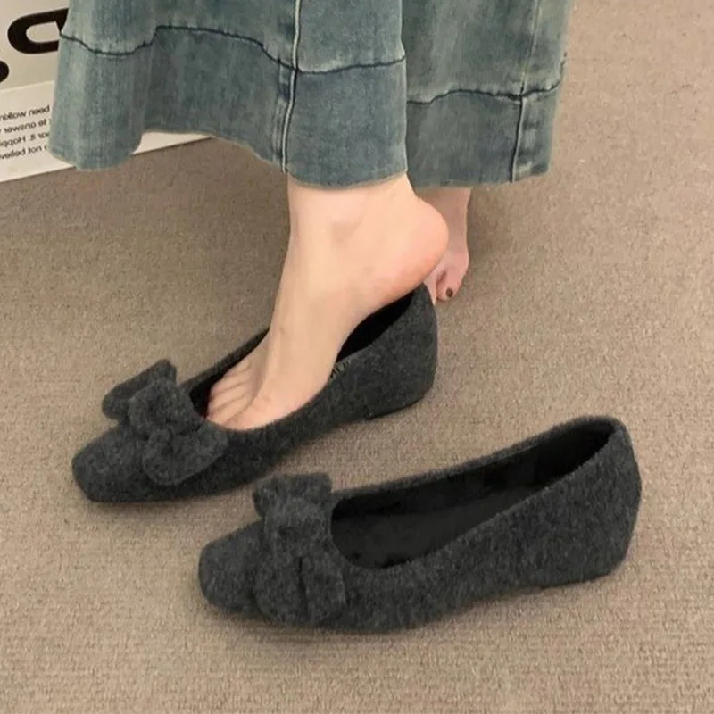 

Bow Women's Loafers Shoes Flats Suede Casual Shallow Shoes Woman 2026 Spring Walking Dress Fashion Cozy Sport Mujer De Zapatos