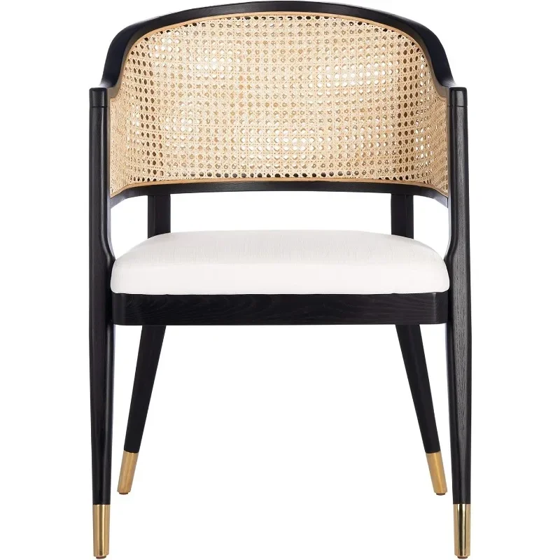 Casa Coleção Rattan Accent Chair, Rogue Black, Natural Rattan, Sala de Jantar Cadeira, totalmente montado, SFV4106A