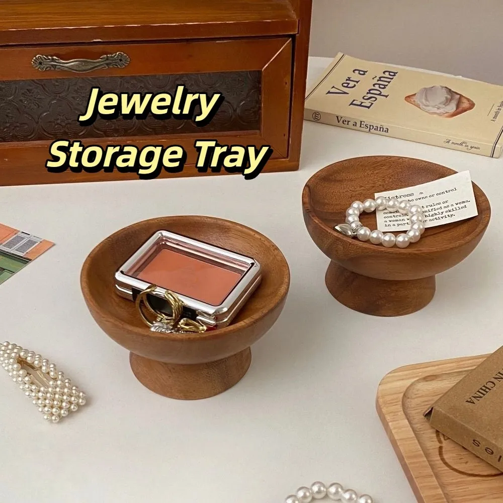 

Retro Wood Jewelry Display Tray Tall Tray Ear Studs Case Jewelry Storage Tray Dessert Display Frame Dim Sum Tray