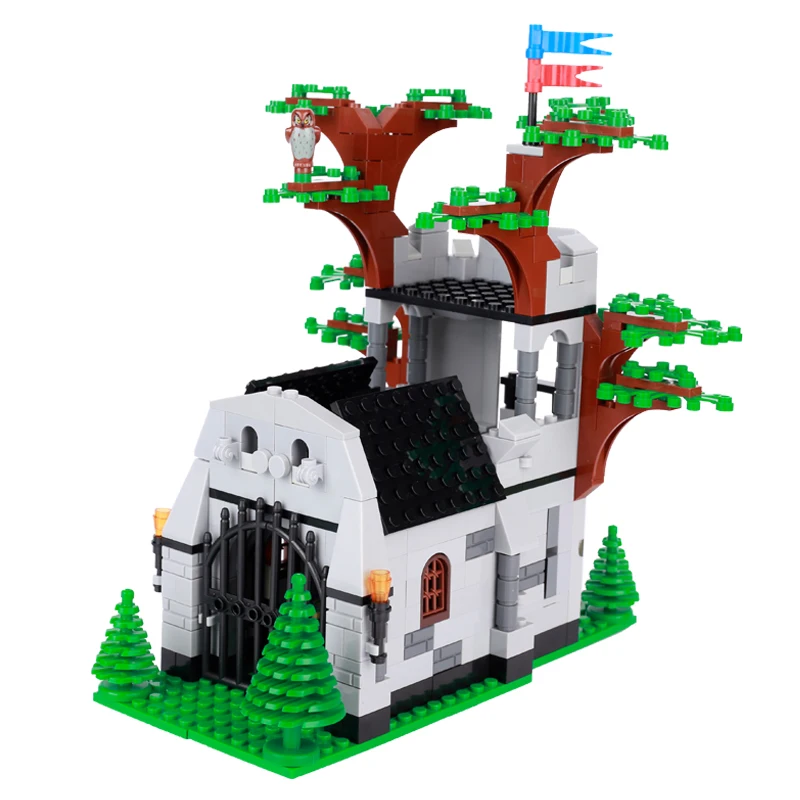 MOC Medieval Military Castle Building Blocks Guard Tower Kit Burg City Gate Cottage Middle Town House Bricks Toys Children Gift