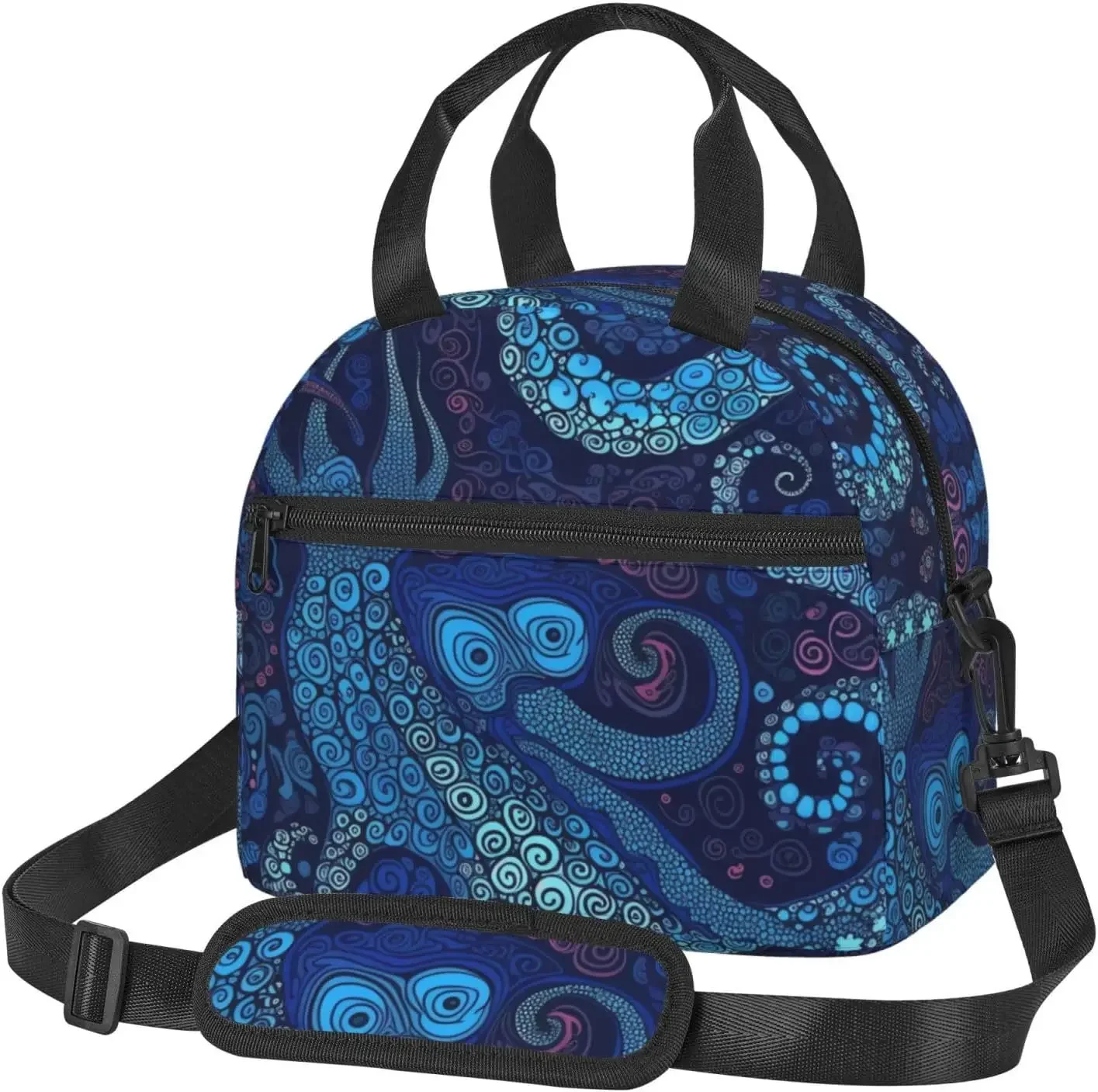 AdaNti Blue Octopus print Lunch Bag Reusable Insulated Lunch Boxes Cooler Tote Bags For Work Office Picnic Travel