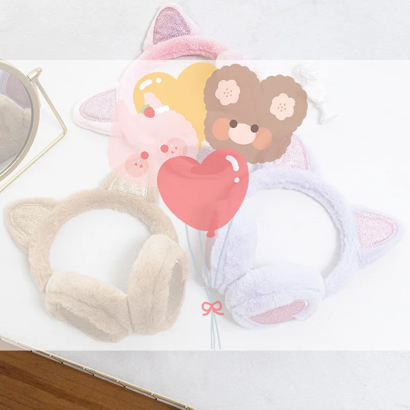 أفخم الشتاء الدافئة الأذن غطاء للأذنين بريق القط الأذن تدفئة القلب الفراء شنق غطاء للأذن للنساء فتاة إيرفلاب الباردة حماية الأذن يفشل #1