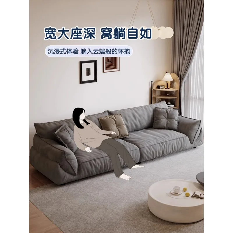 Cat scratching fabric sofa living room elephant ears gray black wabi wind milk fleece fabric straight row sofa