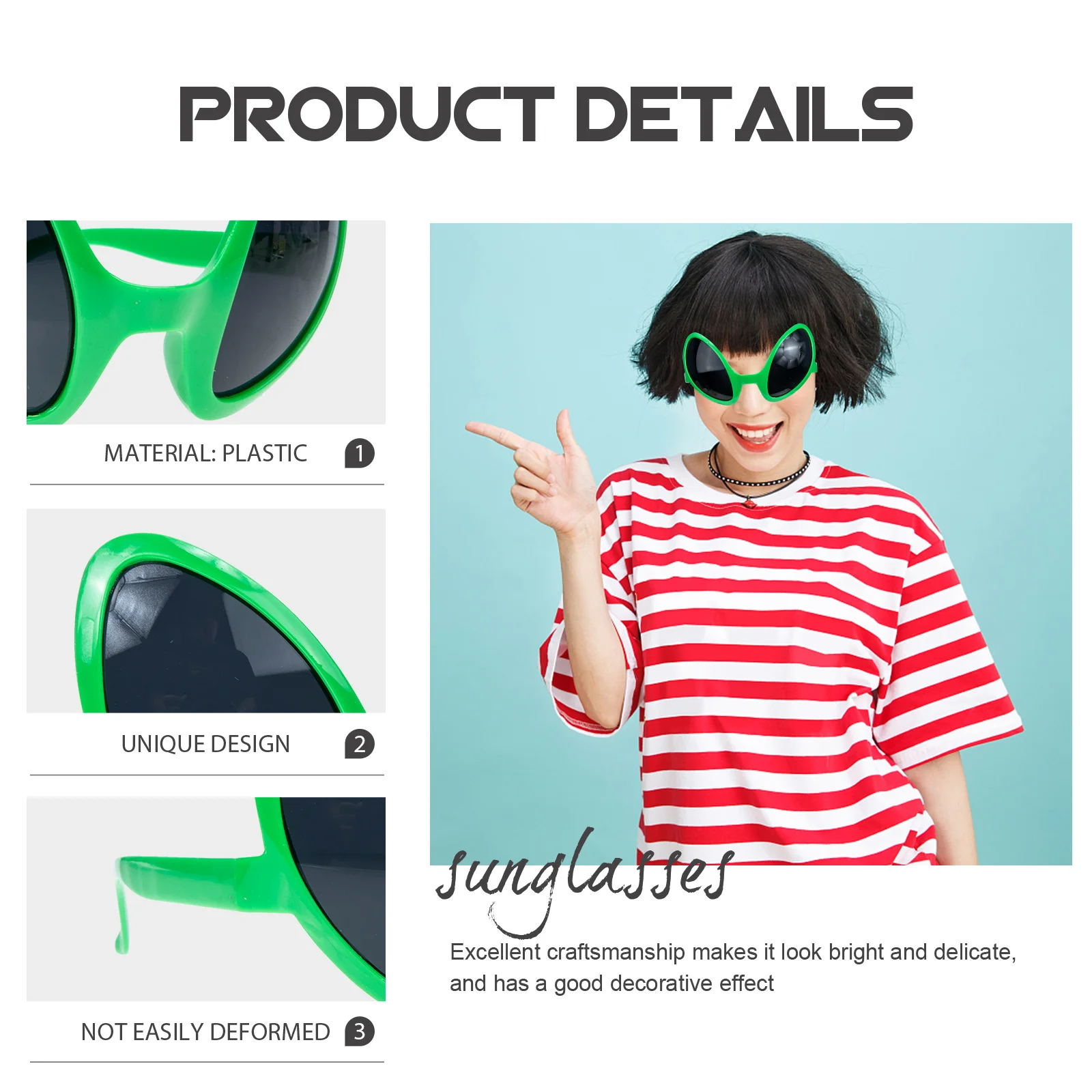 

2Pcs Oversized Plastic Sunglasses Fun Party Props Costume Accessory Outdoor Activities Funny Sunglasses Glasses