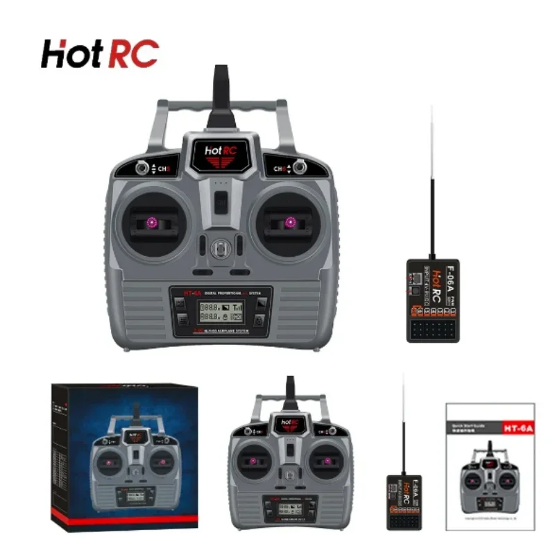 HOTRC 6CH 6 Channel 2.4G HT-6A RC Plane Remote Controller Transmitter with F-06A Receiver for FPV Racing Drone Long Range Foxeer