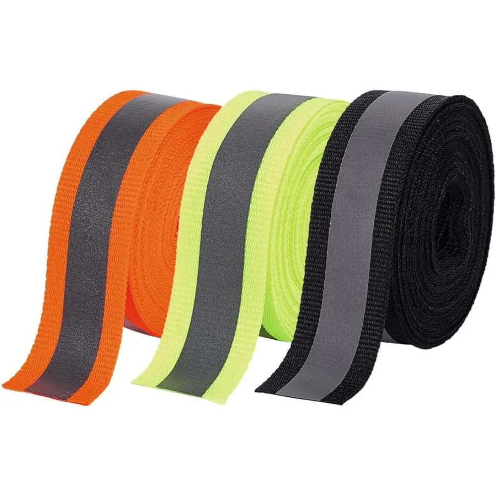 3 Rolls 49.2ftx0.8inch Reflective Tape Strip 3 Colors High Visibility Sew on Safety Fabric Silver Iridescent Holographic