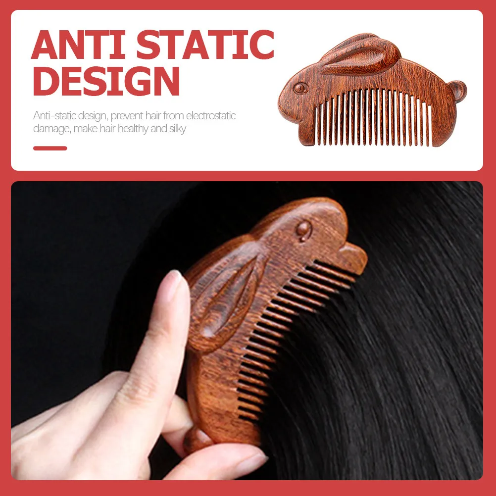 

Расческа из сандалового дерева «Зодиакальный Кролик»: Премиальная антистатическая карманная расческа для мужчин и женщин, для гладкого распутывания и массажа волос, деревянная расческа для ухода за волосами