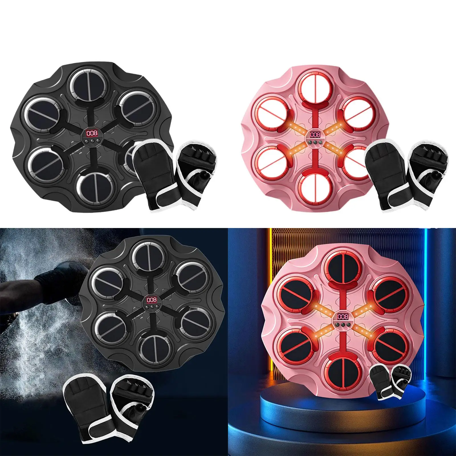 Kids Home Electric Wall Mounted Boxing Target Musical Pad with Gloves for Fitness and Coordination
