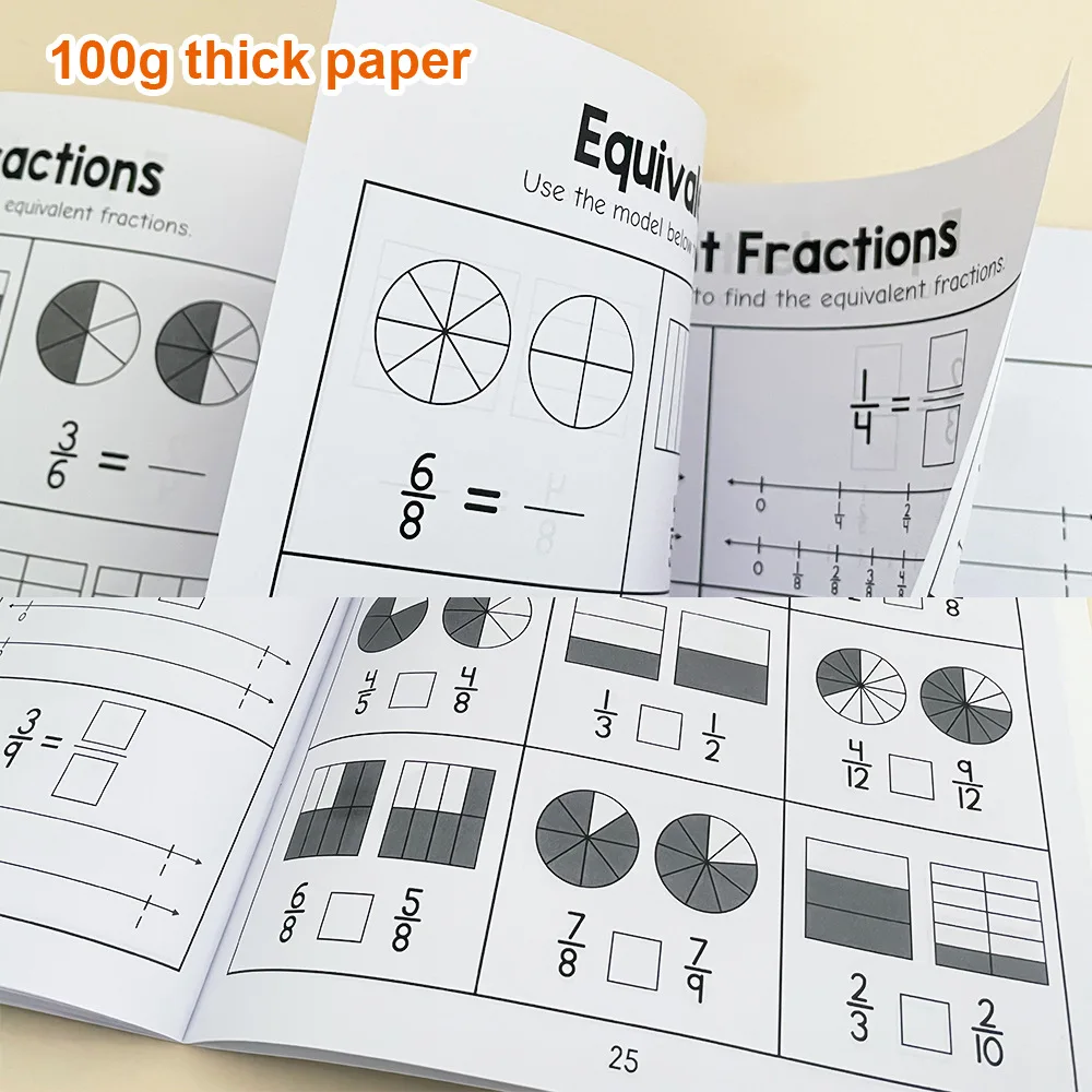 Frazione di base Impara e esercitarsi nel libro di esercizi di formazione Fatto per l'insegnante Sussidi didattici Libro di test cognitivo per la matematica della scuola primaria