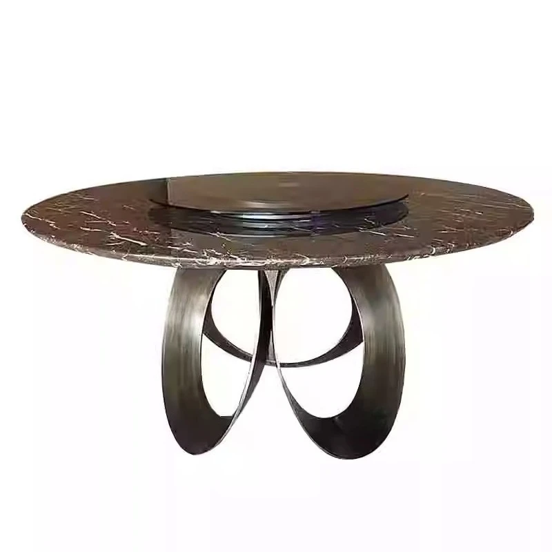 Marble rotating dining table household light luxury modern large flat layer designer style Italian simple restaurant round