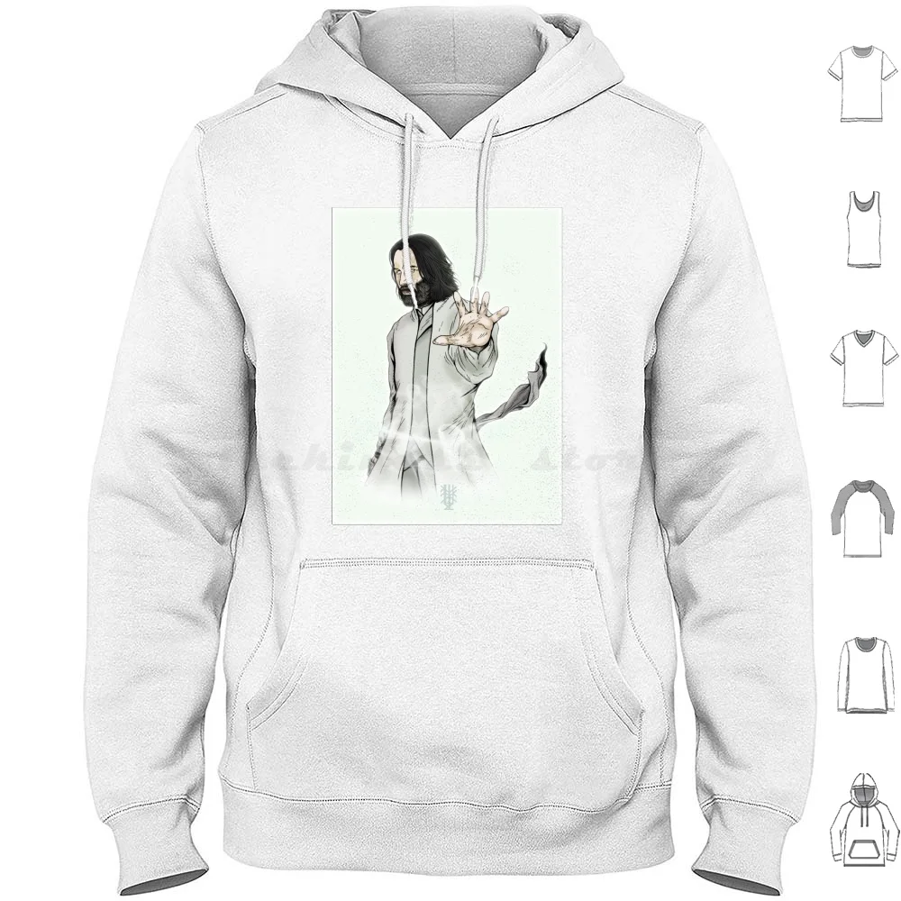 White Neo Hoodie cotton Long Sleeve Keanu Reeves Keanu Reeves Neo White Neo Matrix