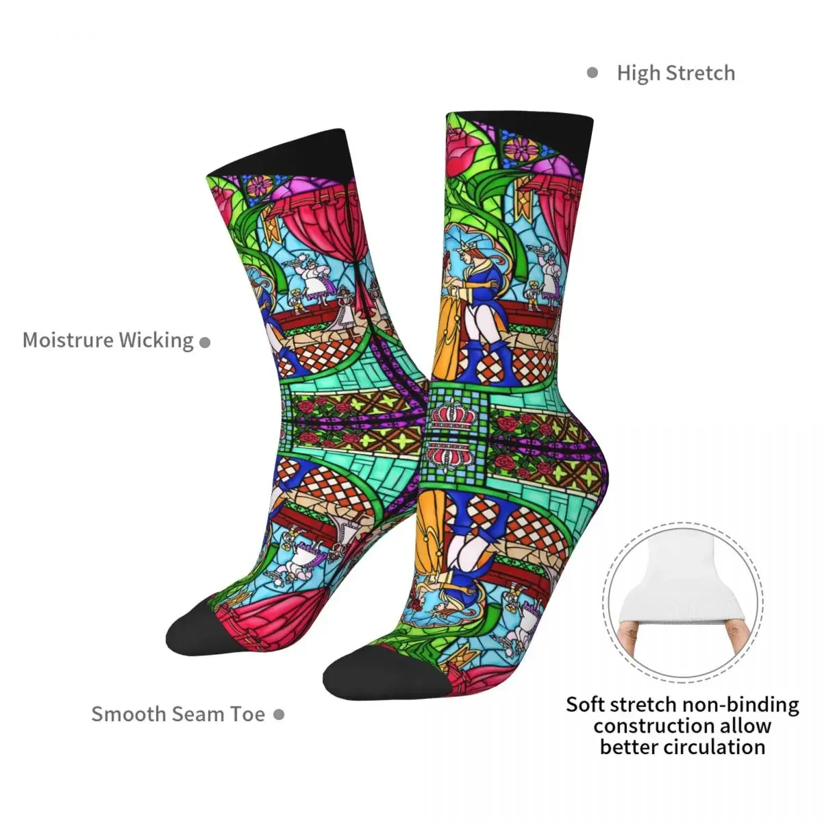 Patterns Of The Stained Glass Window Socks Harajuku Super Soft Stockings All Season Long Socks Accessories for Birthday Present