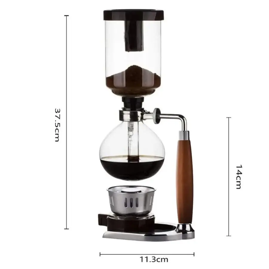 

Cup,Siphon Coffee Maker with Wooden Handle syphon coffee brewercoffee siphonVacuum Brewer Pot, Japanese Syphon Machine, Glass D
