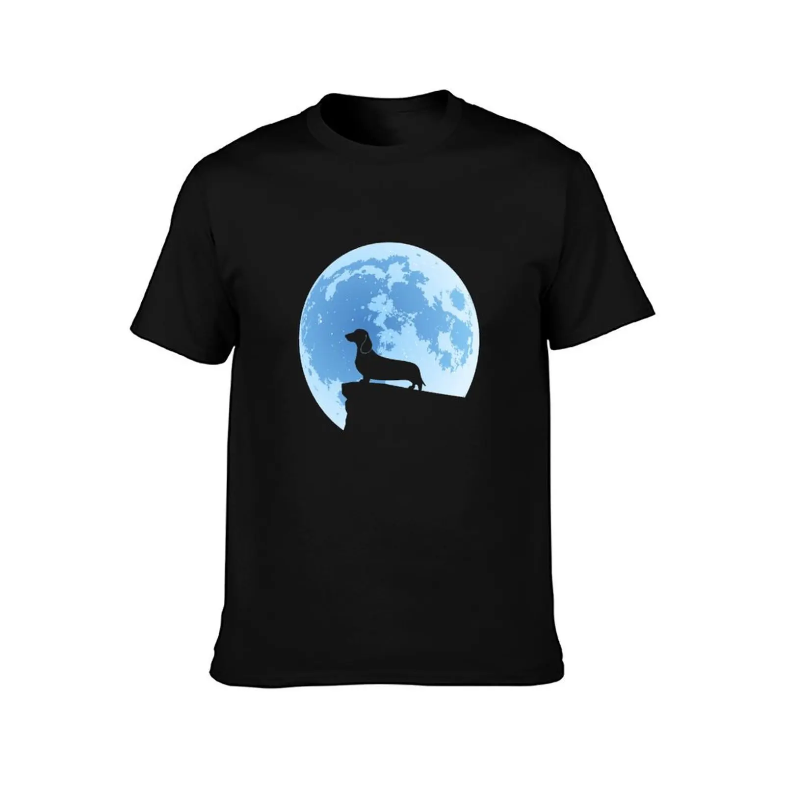Dachshund Moon Silhouette | NickerStickers? on Redbubble T-Shirt Fashion Casual Short Sleeve T-Shirt