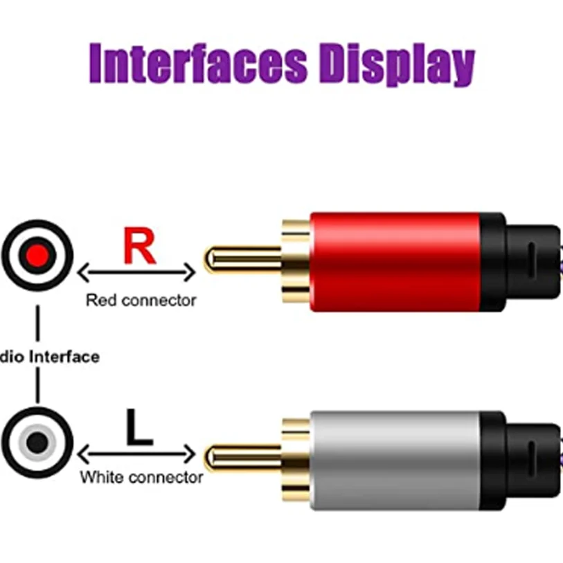 2RCA Male to 2RCA Female Extension Cable, 2 RCA Extension Cable Nylon Braid 2 RCA Male to 2 RCA Female Stereo Audio Extension