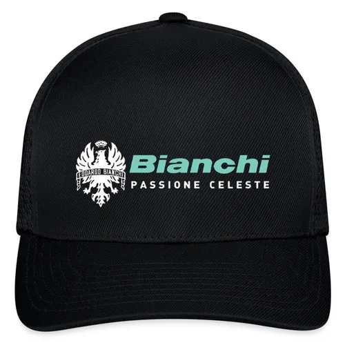Gorra de béisbol Bianchi Passione Celeste negra, talla ajustable S/M L/XL