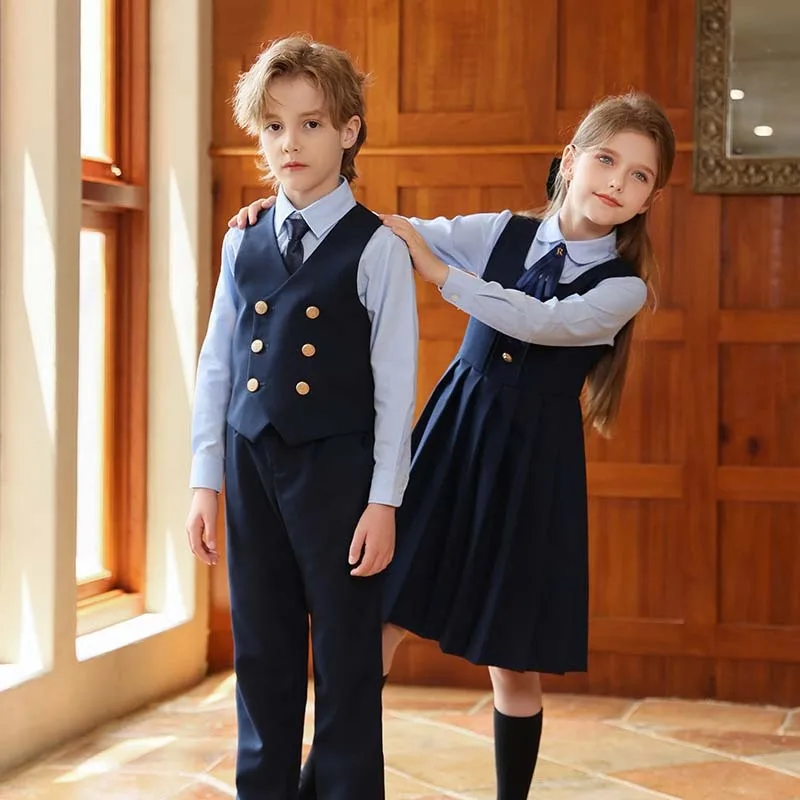 OLEKID Autumn Children Sibling Attire Elementary School Uniform 3/4Pcs Suit Poetry Recitation Performance Costume 3-16Yrs Suits