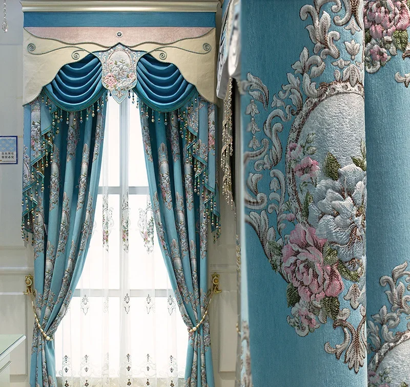 

Curtains for Living Room Dining Bedroom New Product Luxury European Style Chenille Exquisite Relief Jacquard Villa Windows Door