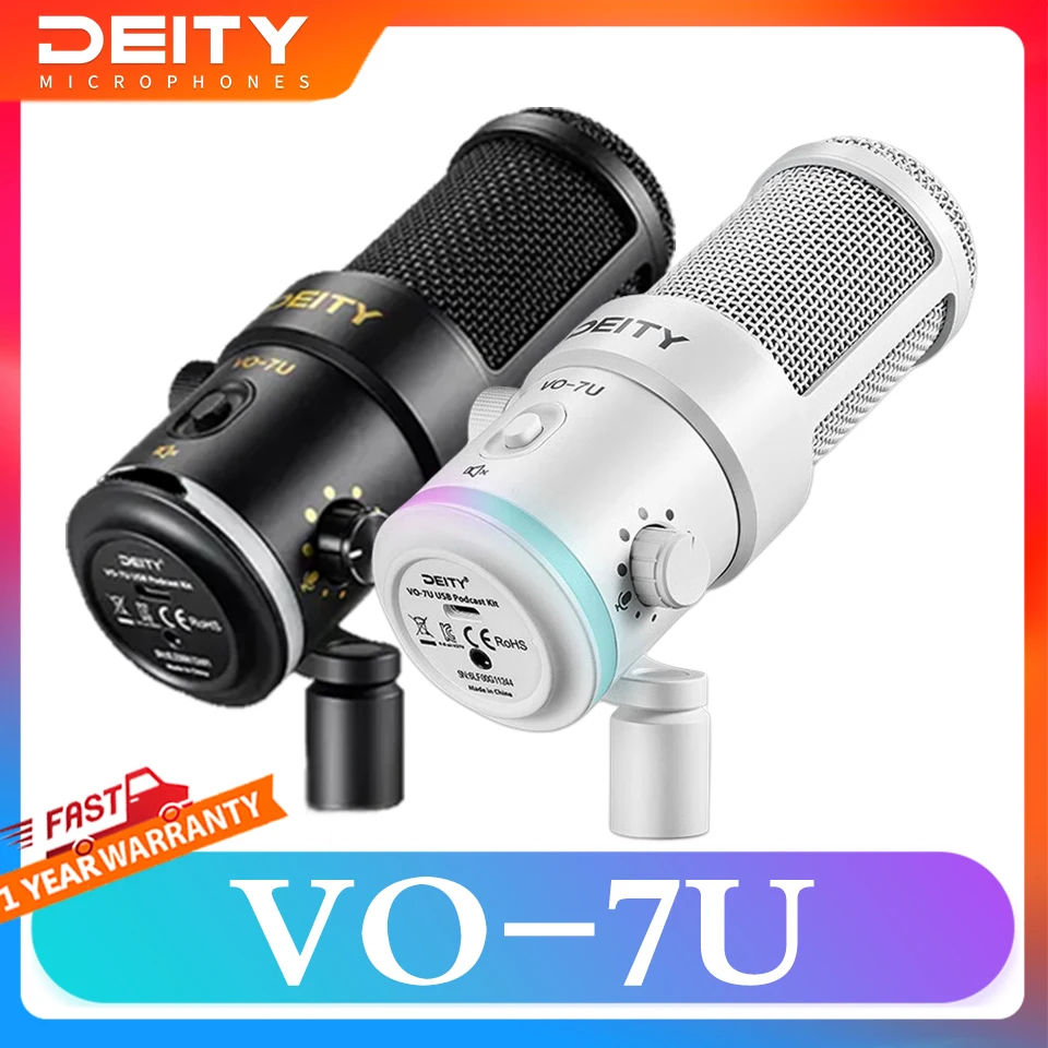 Deity VO-7U Boom Arm Kit USB Dynamic Podcast Microphone with RGB Lights for Game Podcast Stream YouTube