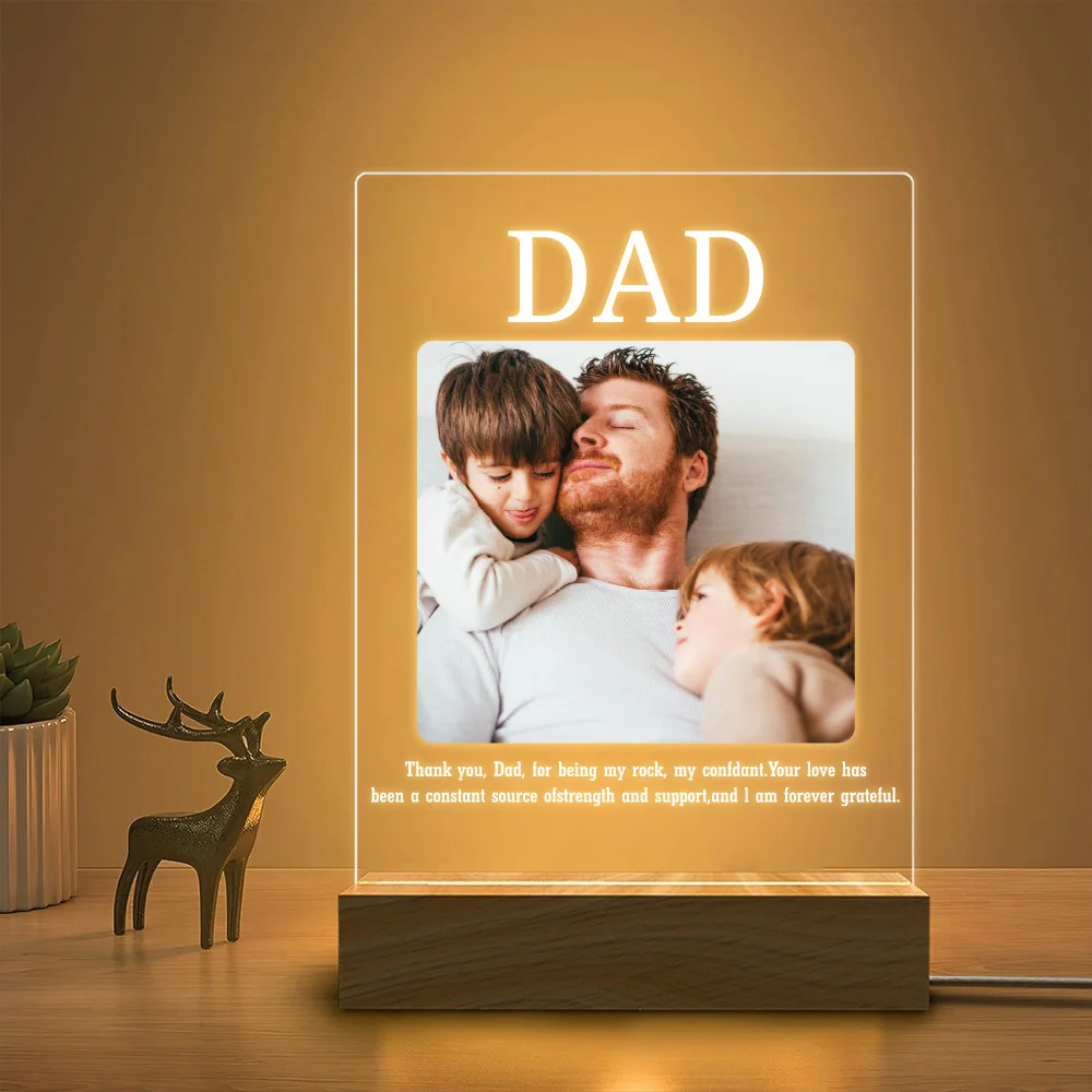 1 قطعة صورة مخصصة ونص قاعدة خشبية الاكريليك ضوء الليل ، LED ضوء الليل الدافئ ضوء الليل ، عيد الحب/الزفاف/هدية عيد ميلاد