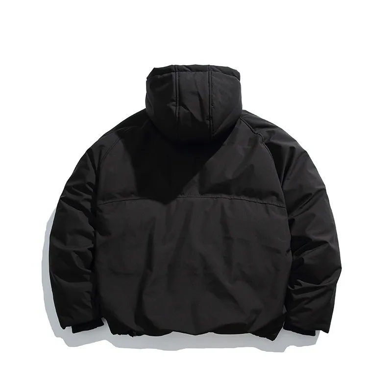 2025 الشتاء الرجال السترات قطري سستة مقنعين سترات رشاقته معطف دافئ أسود فضفاض عادية وسادة مبطنة أبلى للذكور