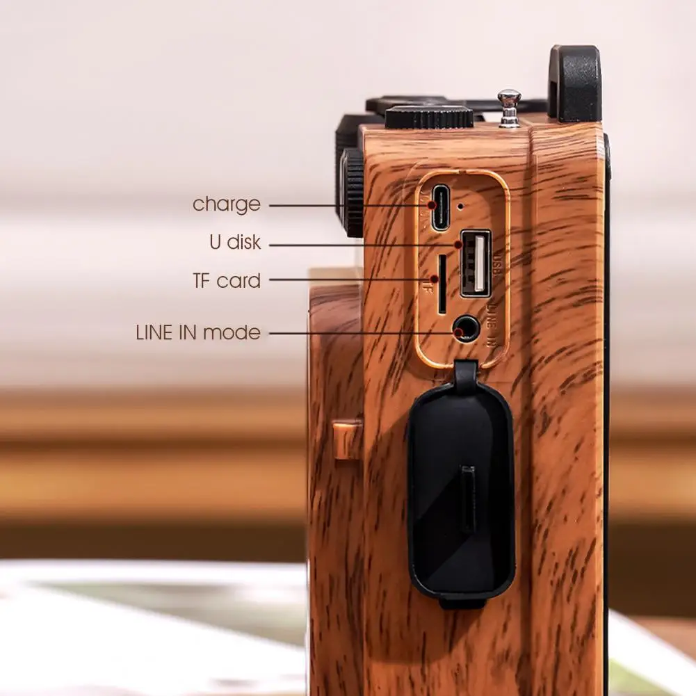 Useful Surround Sound Effect Rechargeable Bluetooth-compatible 5.1 Vintage Wooden Pattern HiFi Sound Box for Outdoor