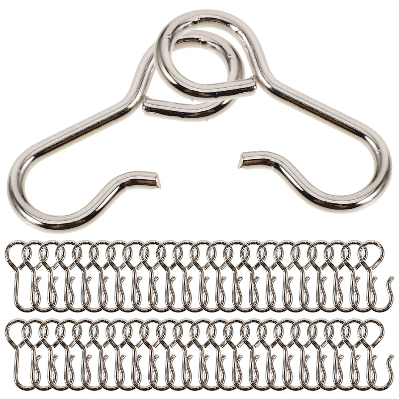 

100Pcs Metal Hooks Rustproof Steel Curtain Track Hooks for Ceiling Bathroom Shower Drapes Household Hanging Solutions