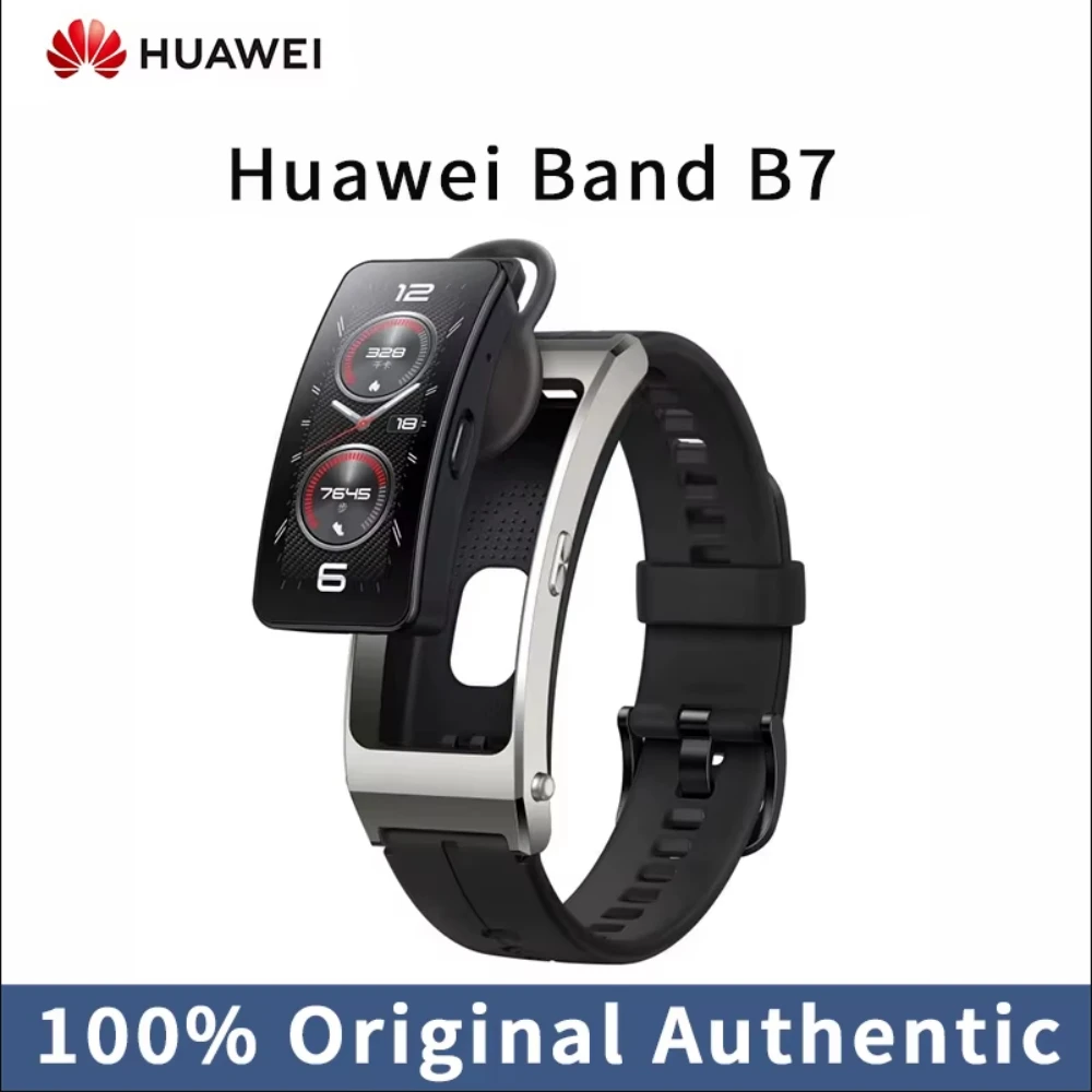 Huawei Band B7 Bluetooth Earphones with Calling Function, Health Monitoring, smart Band, Compatible with Xiaomi and Apple