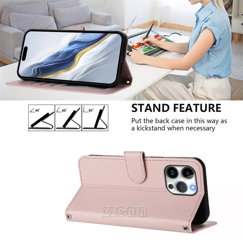 أسلوب بسيط لهاتف Honor X70i X60 GT Power 5G X50i X40i Magic 7 Pro 6 5 Lite جراب هاتف فتحات بطاقات جلدية قابلة للطي غطاء حامل حزام #2