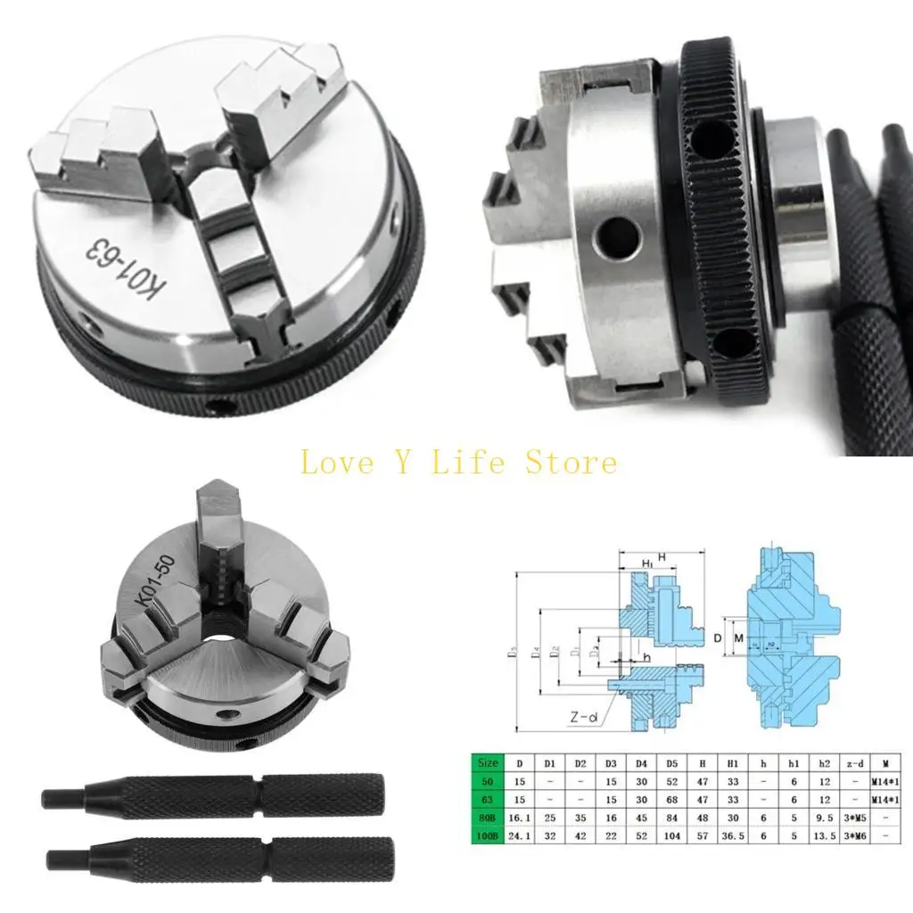 ظرف مخرطة فكية صغير الحجم L74C، K01-50 ظرف يدوي ثلاثي الفك لأعمال النجارة #1