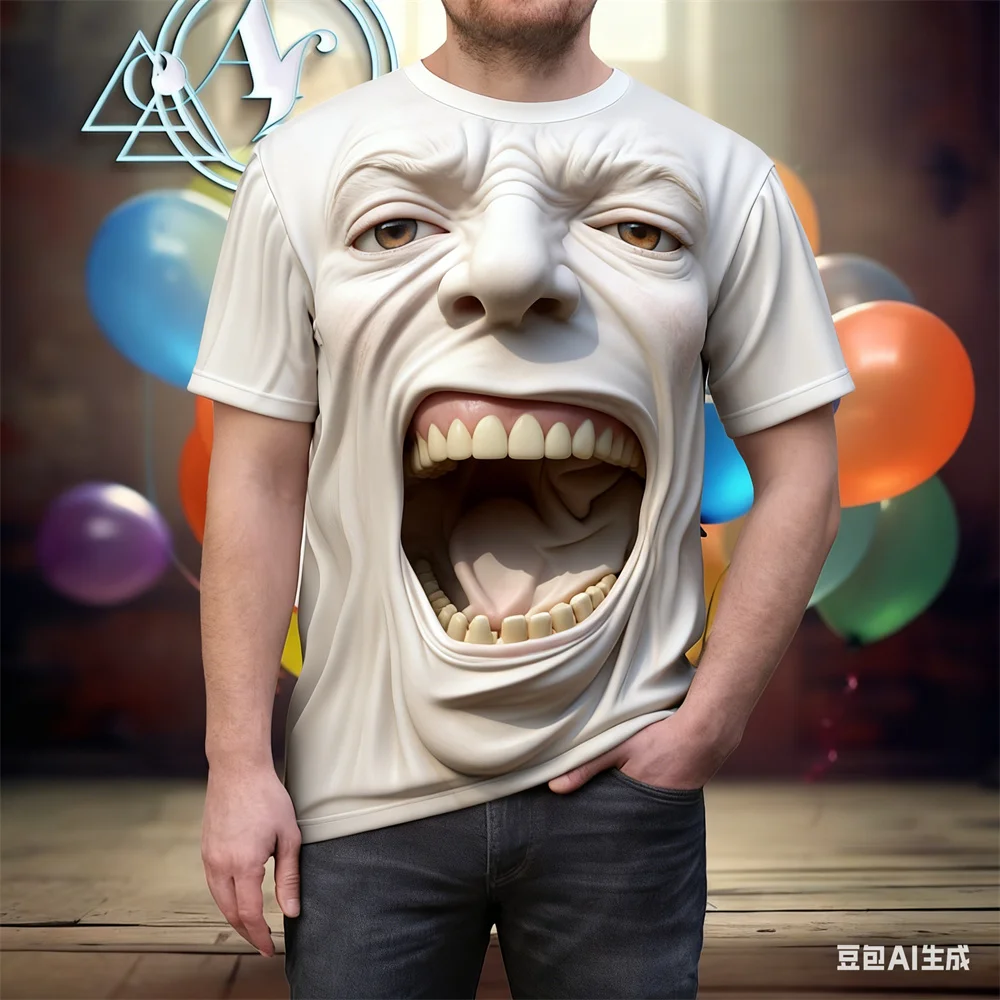 

Funny Expression Graphic Men's T-Shirts Creative Personality Short Sleeve Round Neck Tees Outdoor Street Casual Comfortable Tops