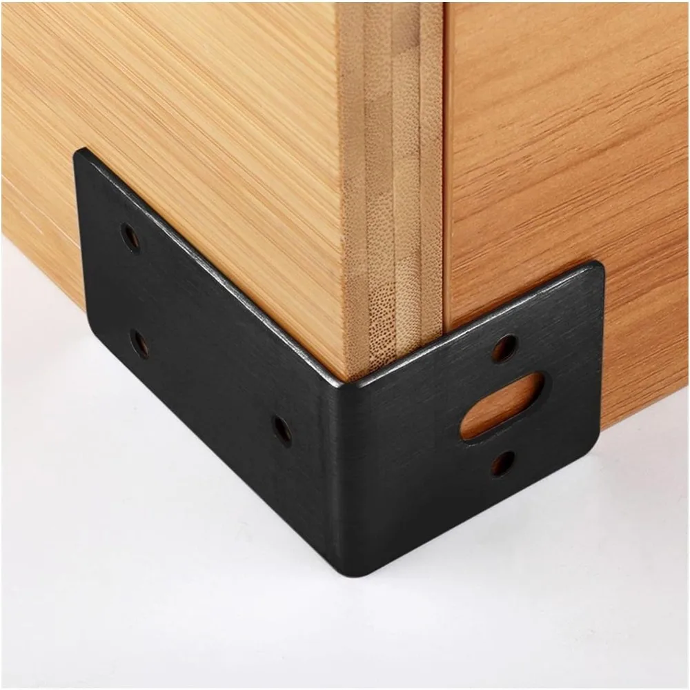 Right Angle corner Brackets 2 Pcs Black L Brackets 90 Degree Shape Corner Duty Wide Metal Braces Shelf Support for Wood Bed