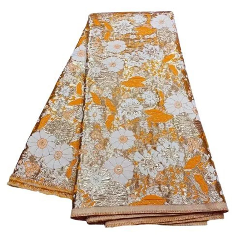 

2023 Orange Latest French Tulle Lace Fabric Brocade Jacquard Mesh Lace African Lace Fabric Embroidery For Wedding Dress