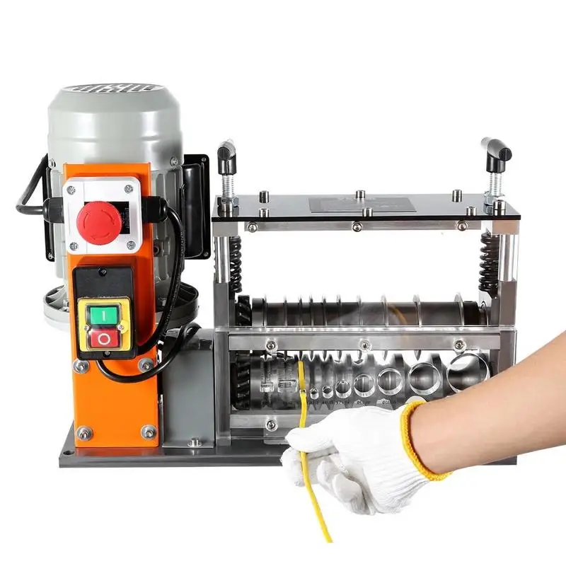 Dénudeur de câbles électriques, machine à dénuder les câbles de 1,5 à 40 mm, 750 W, vitesse de 30 m par minute, lame en acier à ressort 65-Mn, idéal pour dénuder les fils de cuivre