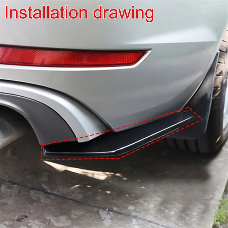 2Pcs/Set Universal Car Rear Bumper Lip Diffuser Splitter Spoiler Scratch Protector Rear Corner Rear Llip Rear Spoiler Retrofit