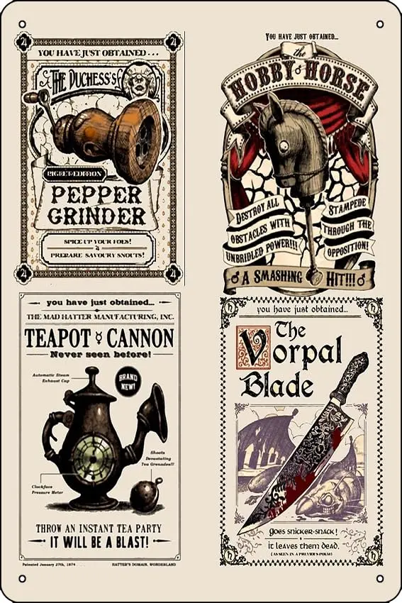 Weapons Cards- Alice Madness Returns Art Print 8 x 12 Inch Funny Metal Tin Sign Game Room Man Cave Wall Decor