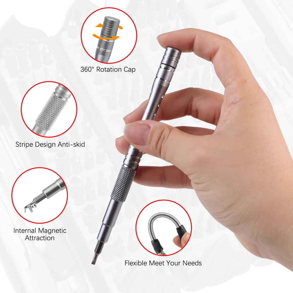Set di strumenti di riparazione elettronica Kit di cacciaviti di precisione Punte per cacciavite Torx Phillips magnetiche professionali portatili 128 in 1