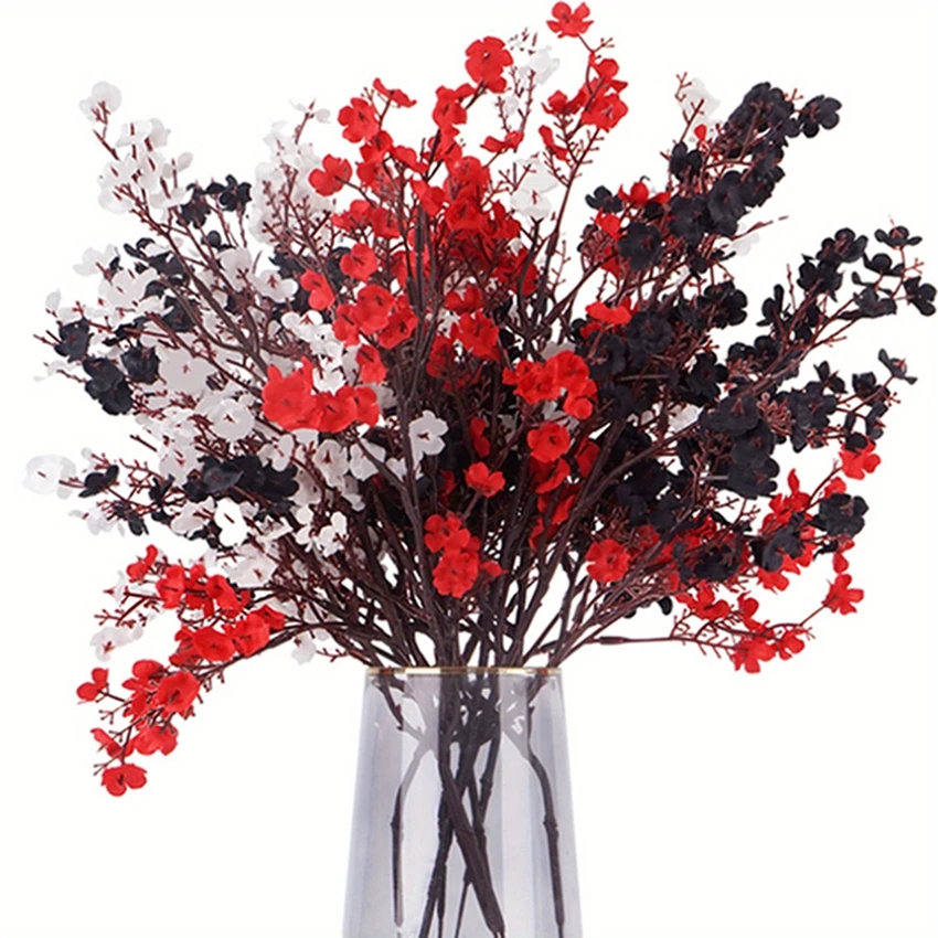 

15Pcs Artificial Flowers Cherry Blossoms Gypsophila Fake Plants Wedding Bridal Accessory DIY Halloween Festival Table Home Decor